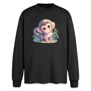 Macaque Macaque - Oversized Long Sleeve T-Shirt - black - Front - AI Model Male 185 light (185cm)