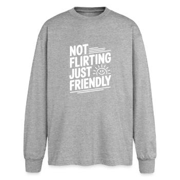 Not Flirting Just Friendly - Oversized Long Sleeve T-Shirt - sports grey - Front - AI Model Female 180 light (180cm)