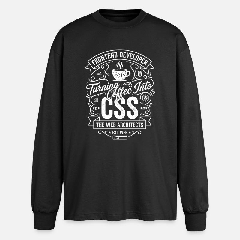 Frontend Coffee CSS Tee - Oversized Long Sleeve T-Shirt - black
