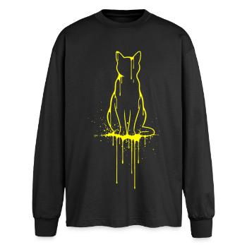 Silhouette de chat Look doré - T-shirt manches longues oversize - noir - Devant - AI Model Male 185 light (185cm)