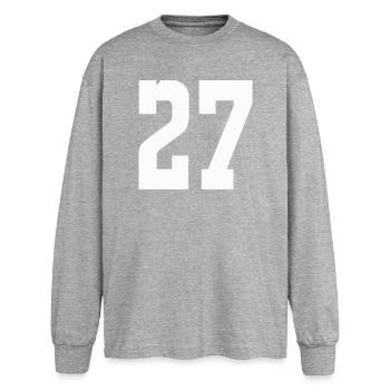 Ziffern 27 Kontrast-Design - Oversized Langarmshirt  - Grau meliert - Vorne - AI Model Female 180 light (180cm)