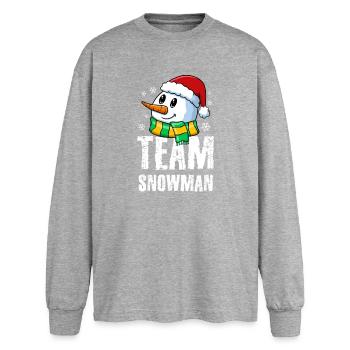 Petit bonhomme de neige mignon avec un chapeau et une écharpe de Père Noël - T-shirt manches longues oversize - gris chiné - Devant - AI Model Female 180 light (180cm)
