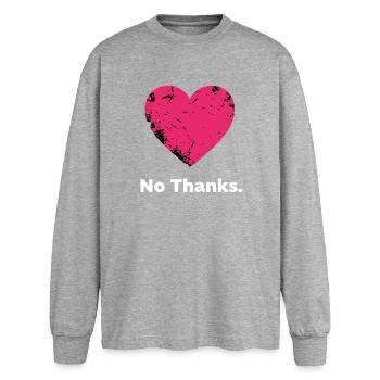 No Thank you heart - Oversized Long Sleeve T-Shirt - sports grey - Front - AI Model Female 180 light (180cm)