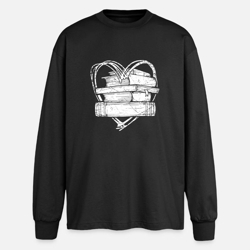 Love Books Reading - Oversized Long Sleeve T-Shirt - black