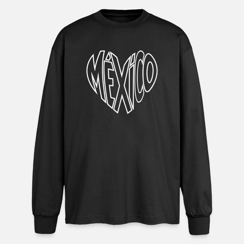 Mexiko Perspektiv Schriftzug - Oversized Langarmshirt  - Schwarz