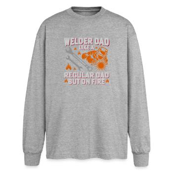 Welder Dad Firepower Design - Oversized Long Sleeve T-Shirt - sports grey - Front - AI Model Female 180 light (180cm)