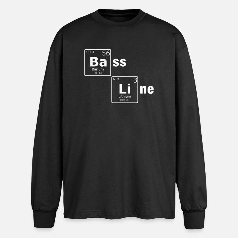 Bass Line PSE Periodic Table Elements Nerd - Oversized Long Sleeve T-Shirt - black