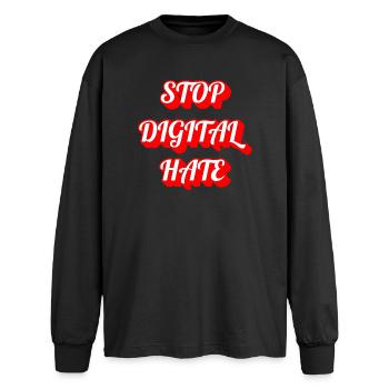 Stop Digital Hate – Statement gegen Cybermobbing & - Oversized Langarmshirt  - Schwarz - Vorne - AI Model Male 185 light (185cm)