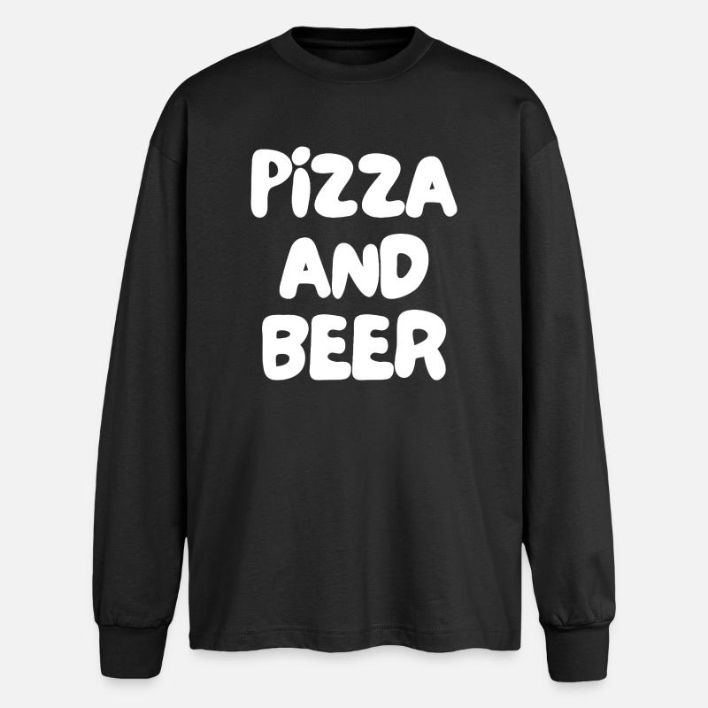 Pizza und Bier - Oversized Langarmshirt  - Schwarz