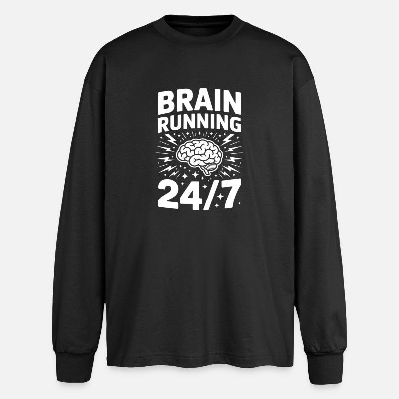 Brain Running ADHD Chaos - Oversized Long Sleeve T-Shirt - black