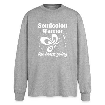 Semi Colon Life Keeps Going Semicolon - Oversized Long Sleeve T-Shirt - sports grey - Front - AI Model Female 180 light (180cm)