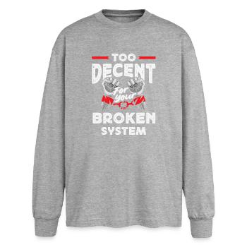 radicalized by fundamental - Oversized Long Sleeve T-Shirt - sports grey - Front - AI Model Female 180 light (180cm)
