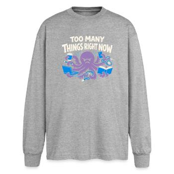 Funny Octopus Overstimulated - Oversized Long Sleeve T-Shirt - sports grey - Front - AI Model Female 180 light (180cm)