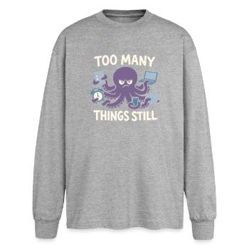 Funny Octopus Overstimulated - Oversized Long Sleeve T-Shirt - sports grey - Front - AI Model Female 180 light (180cm)