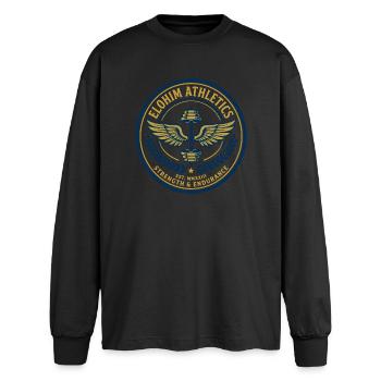 Elohim Hebrew Israelite - Oversized Langarmshirt  - Schwarz - Vorne - AI Model Male 185 light (185cm)