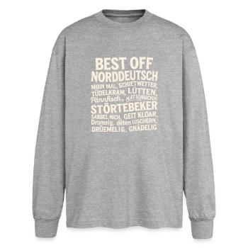  Best Off Norddeutsch Moin Mal Schietwetter Lütten - Oversized Langarmshirt  - Grau meliert - Vorne - AI Model Female 180 light (180cm)