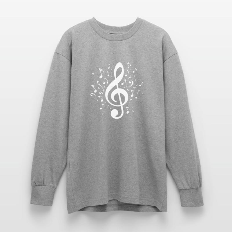 Exploding clef with notes Oversized Long Sleeve T-Shirt