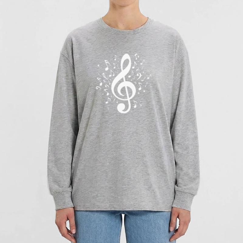 Exploding clef with notes Oversized Long Sleeve T-Shirt