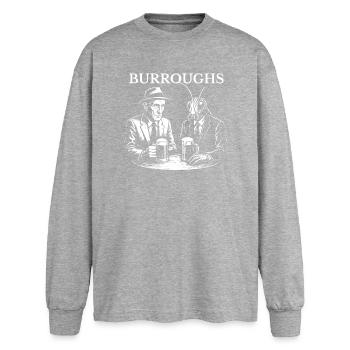 William S Burroughs drinking beer with cockroach - Oversized Long Sleeve T-Shirt - sports grey - Front - AI Model Female 180 light (180cm)