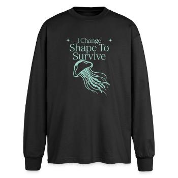 Jellyfish Ocean Jellyfish Flowy Soft Ocean Marine - Oversized Long Sleeve T-Shirt - black - Front - AI Model Male 185 light (185cm)