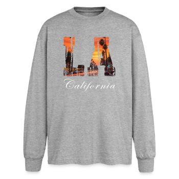  Los Angeles California - Oversized Long Sleeve T-Shirt - sports grey - Front - AI Model Female 180 light (180cm)