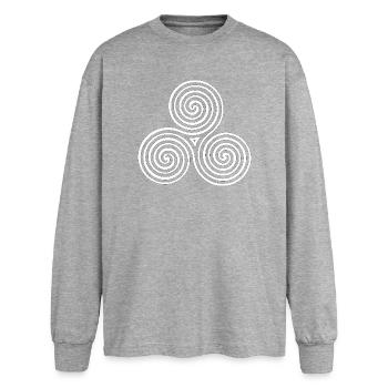 Triskele Spiral Trio - Oversized Long Sleeve T-Shirt - sports grey - Front - AI Model Female 180 light (180cm)