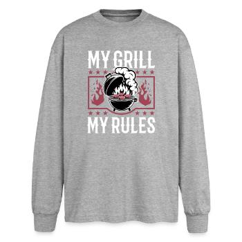 BBQ Grilling Meat Smoking Barbecue - Oversized Long Sleeve T-Shirt - sports grey - Front - AI Model Female 180 light (180cm)