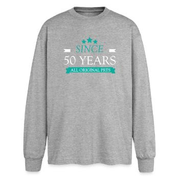 50th birthday, Since 50 years - Oversized Long Sleeve T-Shirt - sports grey - Front - AI Model Female 180 light (180cm)
