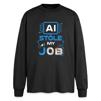 AI Stole My Job Funny Tech Graphic - Oversized Langarmshirt  - Schwarz - Vorne - AI Model Male 185 light (185cm)