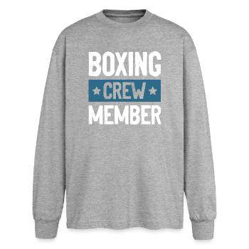 Équipe de boxe - T-shirt manches longues oversize - gris chiné - Devant - AI Model Female 180 light (180cm)