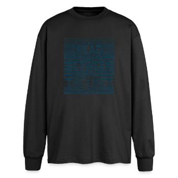 lire entre - T-shirt manches longues oversize - noir - Devant - AI Model Male 185 light (185cm)