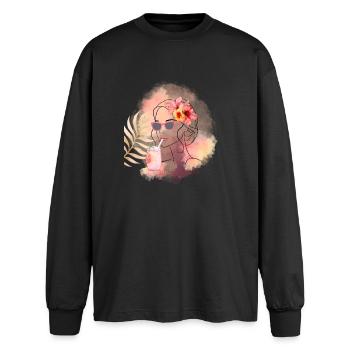 Tropic Mood Summer Design - Oversized Long Sleeve T-Shirt - black - Front - AI Model Male 185 light (185cm)