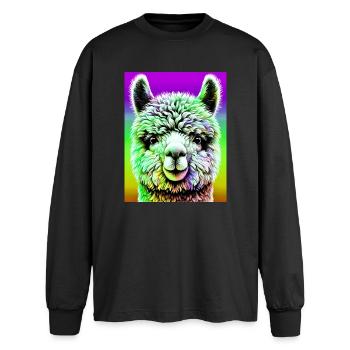 Alpaga - T-shirt manches longues oversize - noir - Devant - AI Model Male 185 light (185cm)