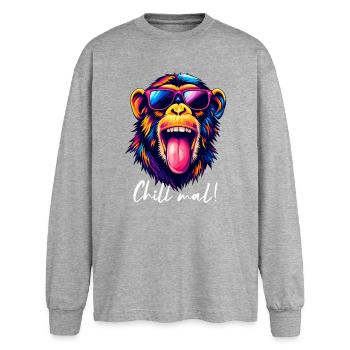 Chill Times Cool Pop Art Style Monkey - T-shirt manches longues oversize - gris chiné - Devant - AI Model Female 180 light (180cm)