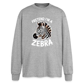 Zebra Sprüche Zebras Lustiges Zebra Geschenk - Oversized Langarmshirt  - Grau meliert - Vorne - AI Model Female 180 light (180cm)