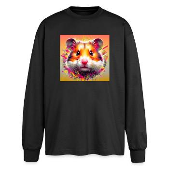 hamster - T-shirt manches longues oversize - noir - Devant - AI Model Male 185 light (185cm)