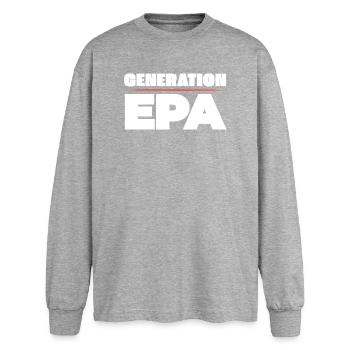 Generation EPA - Oversized Langarmshirt  - Grau meliert - Vorne - AI Model Female 180 light (180cm)