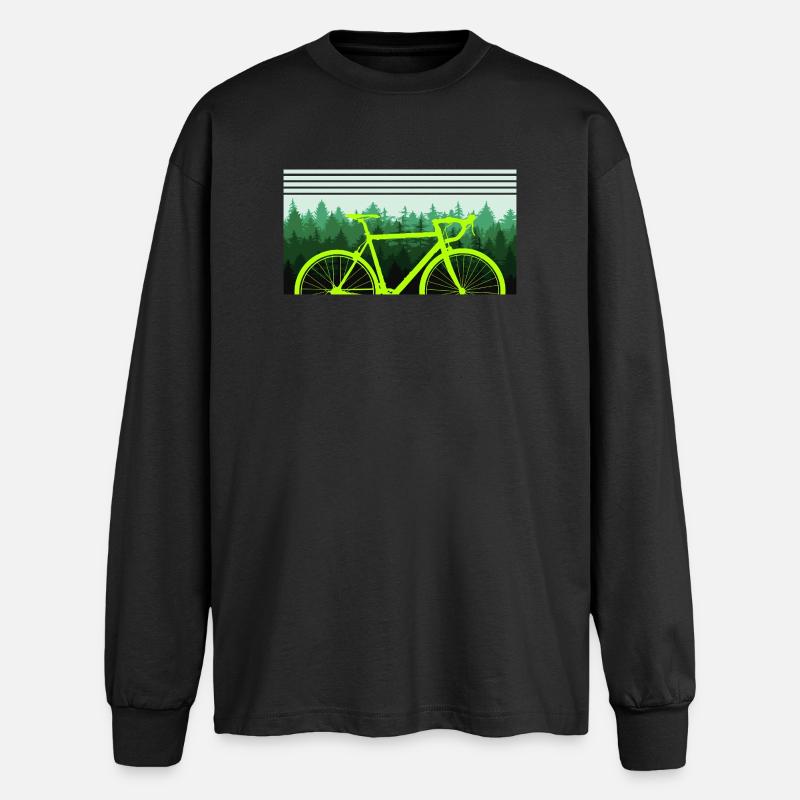 Bicycle Forest Nature Tree - Oversized Long Sleeve T-Shirt - black