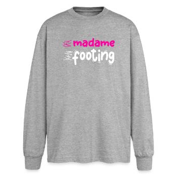 madame footing humour citation drôles blague - T-shirt manches longues oversize - gris chiné - Devant - AI Model Female 180 light (180cm)