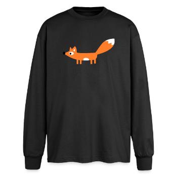 Renard - T-shirt manches longues oversize - noir - Devant - AI Model Male 185 light (185cm)