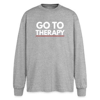 Go To Therapy Mental Health Awareness - T-shirt manches longues oversize - gris chiné - Devant - AI Model Female 180 light (180cm)