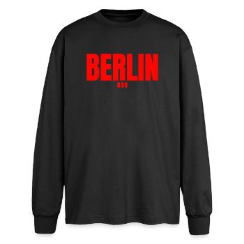Berlin 030 - Oversized Long Sleeve T-Shirt - black - Front - AI Model Male 185 light (185cm)