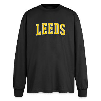 Leeds College Lettering - Oversized Long Sleeve T-Shirt - black - Front - AI Model Male 185 light (185cm)