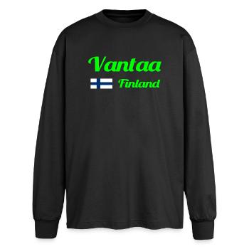 Vantaa Finnland Drucken - Oversized Langarmshirt  - Schwarz - Vorne - AI Model Male 185 light (185cm)