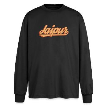 Description graphique du Jaipur Retro Lettering India - T-shirt manches longues oversize - noir - Devant - AI Model Male 185 light (185cm)
