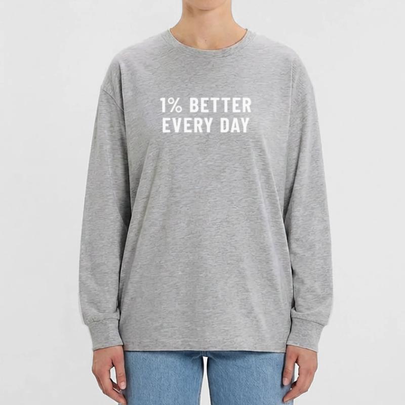 1% Better Every Day Oversized Langarmshirt 