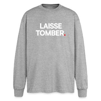 Laisse tomber - T-shirt manches longues oversize - gris chiné - Devant - AI Model Female 180 light (180cm)
