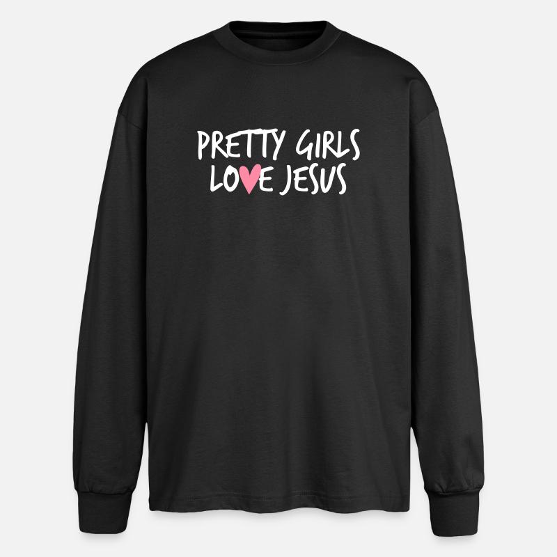 Schöne Mädchen lieben Jesus - Oversized Langarmshirt  - Schwarz