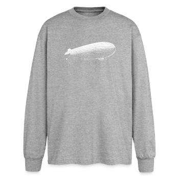 Cool Zeppelin Design – Vintage Aviation - Oversized Long Sleeve T-Shirt - sports grey - Front - AI Model Female 180 light (180cm)