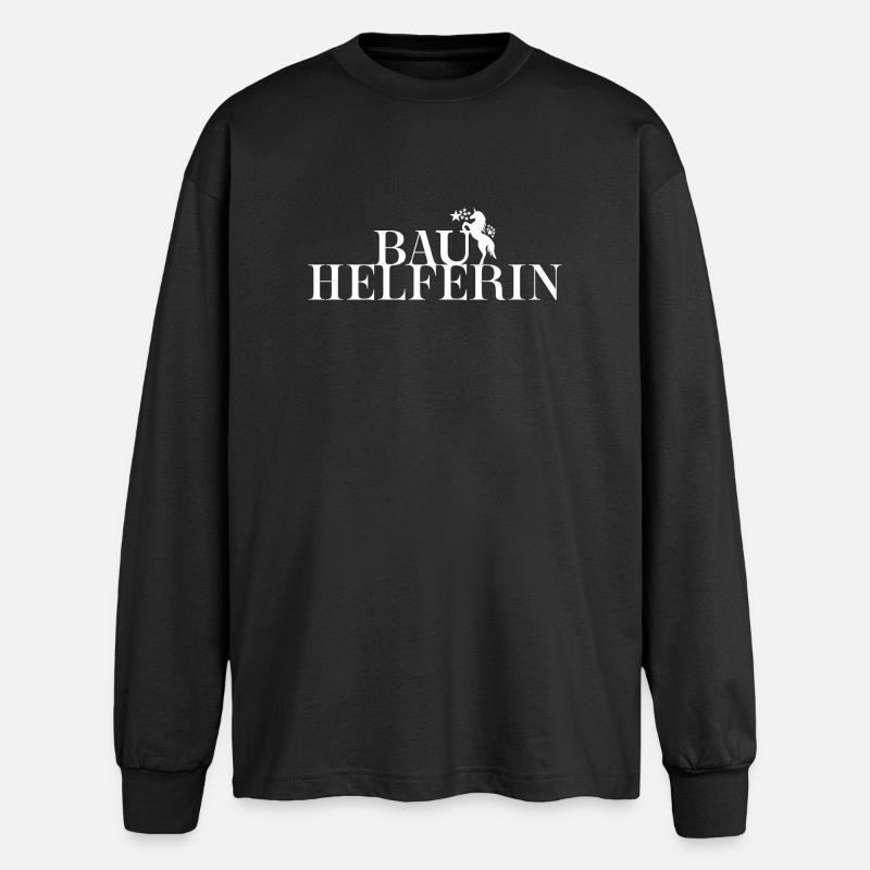 Construction Assistant Topping-out Ceremony House Construction Builder Landlady - Oversized Long Sleeve T-Shirt - black